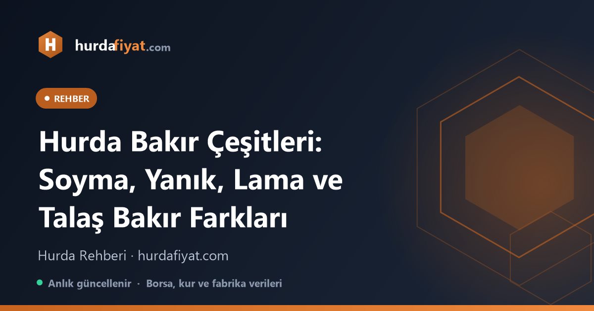 Hurda Bakır Çeşitleri: Soyma, Yanık, Lama ve Talaş Bakır Farkları